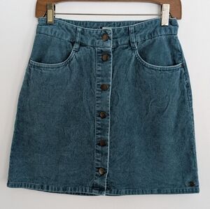 Roxy Teal Corduroy Mini Skirt Size Small